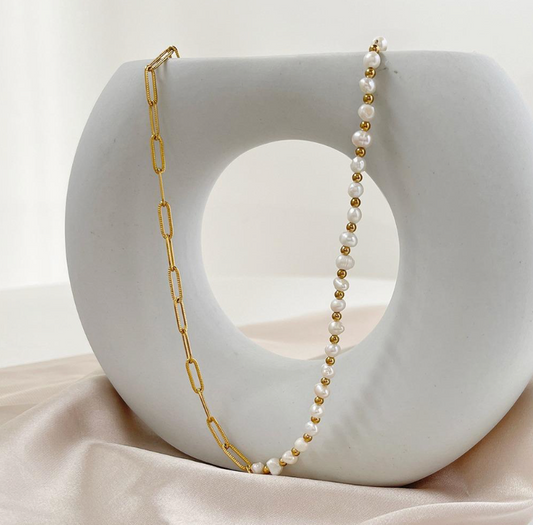 Pearl and Paperclip Necklace