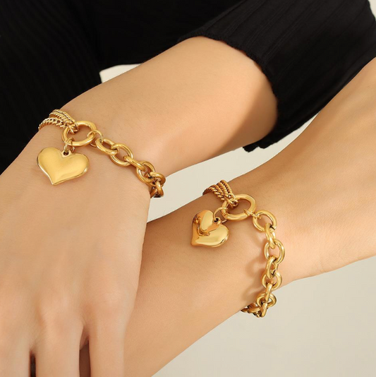 Double Chain Heart Bracelet