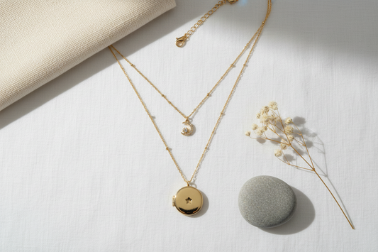 Moon and Star Locket Necklace
