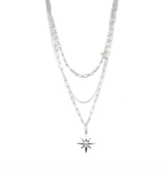 Triple Lightning Star Necklace