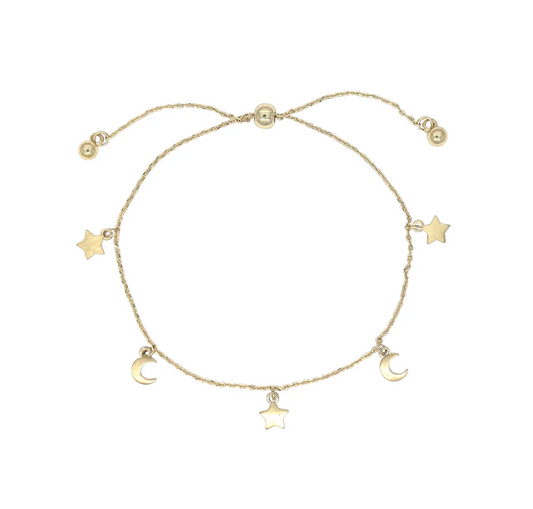 Brushed Star & Moon Bracelet