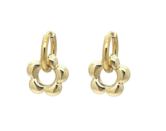 Flower Drop Hoop Earring