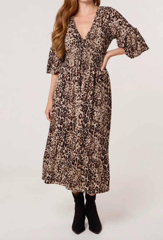 Animal V neck Dress
