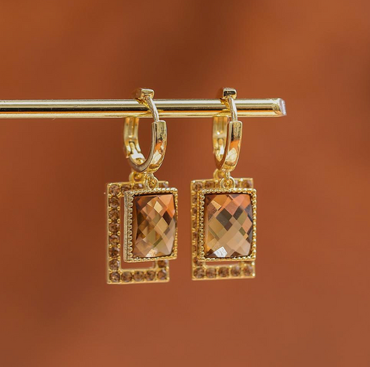 Double Rectangle Crystal Hoop
