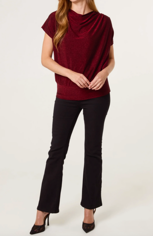 Cowl Neck Metallic Top