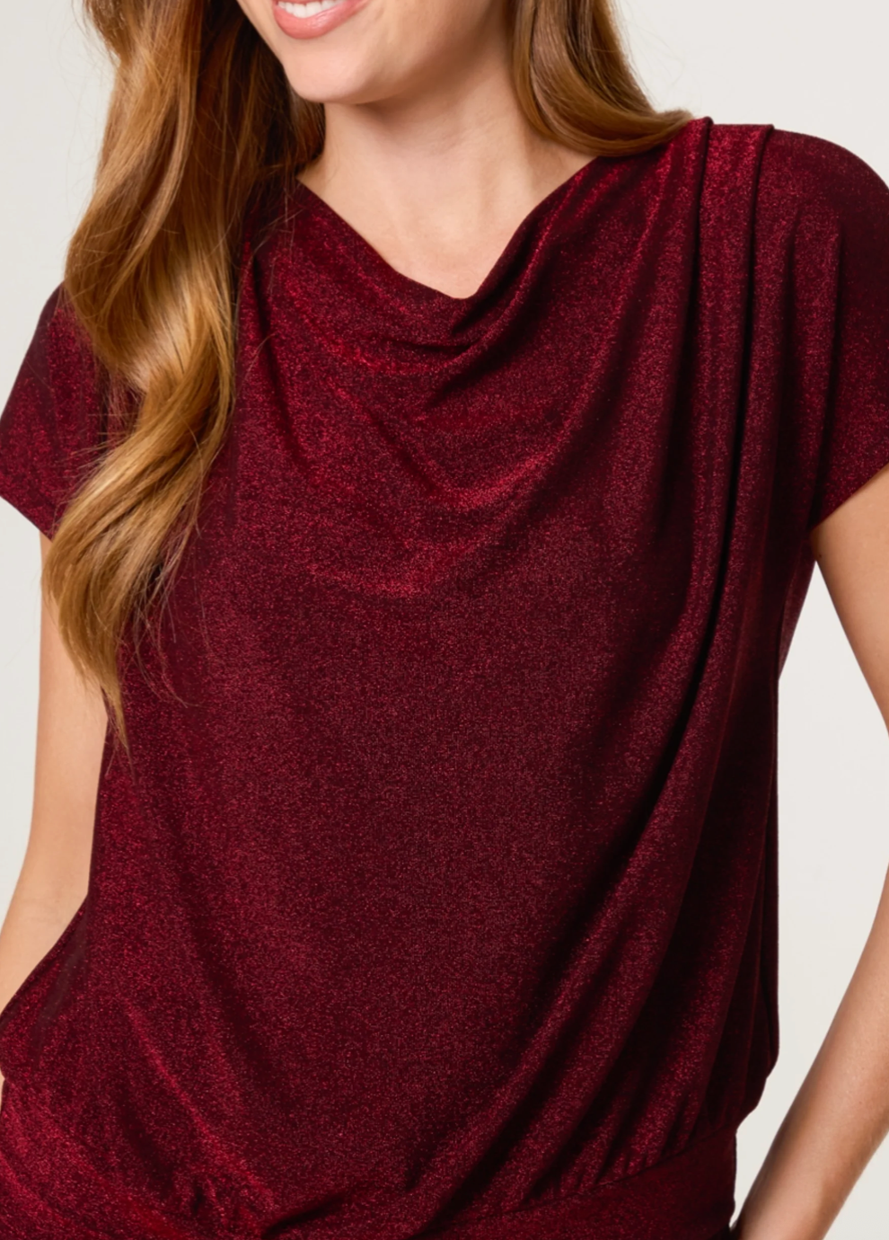 Cowl Neck Metallic Top