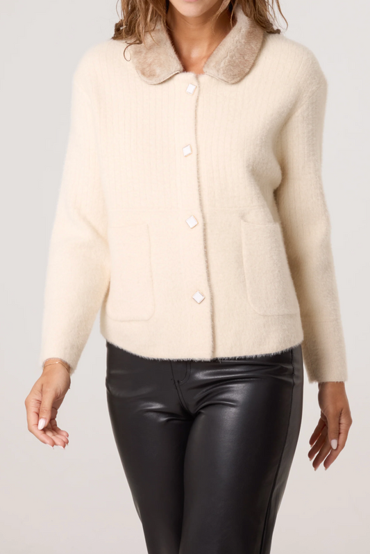 Fur Collar Cardigan
