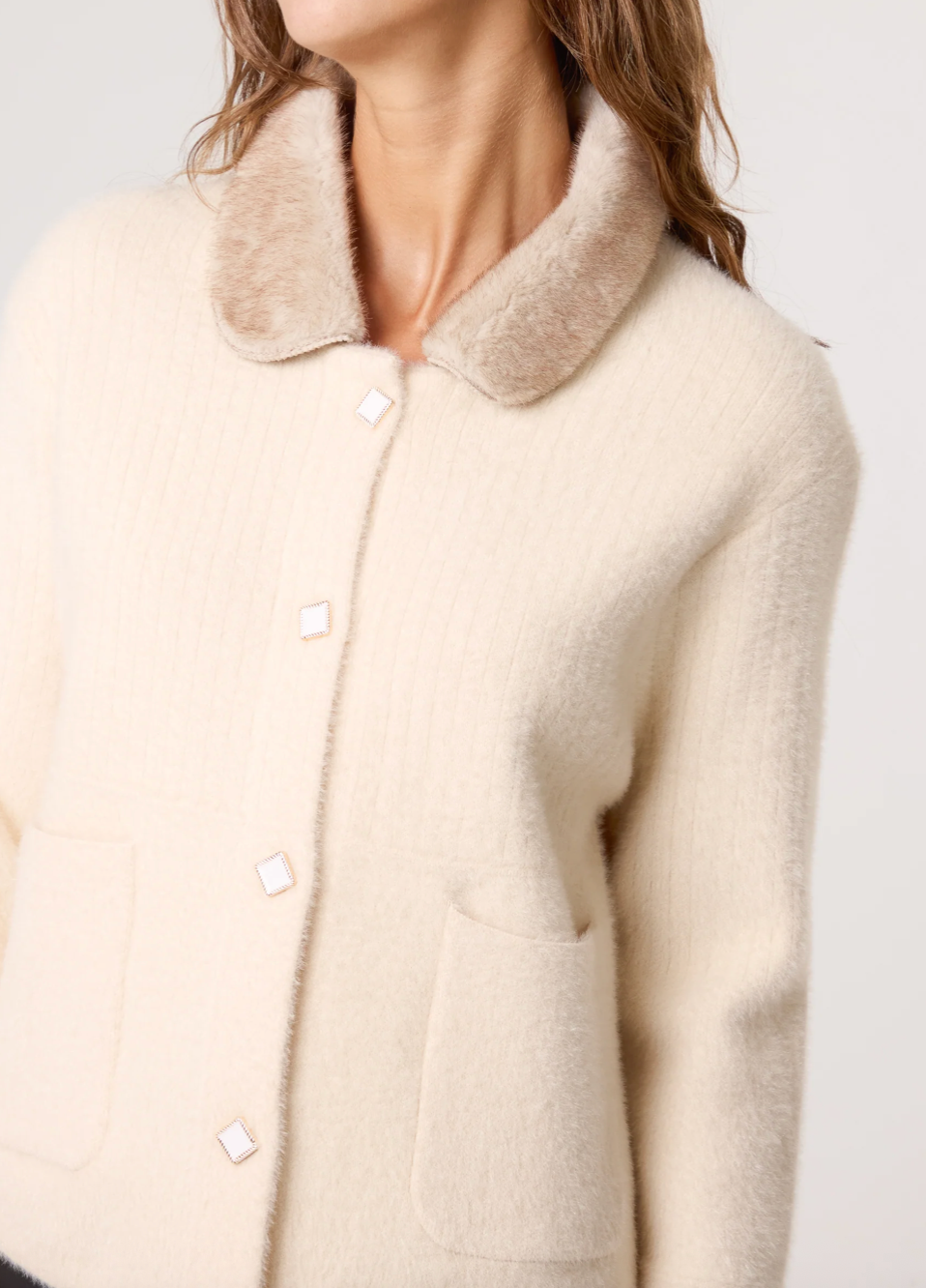Fur Collar Cardigan