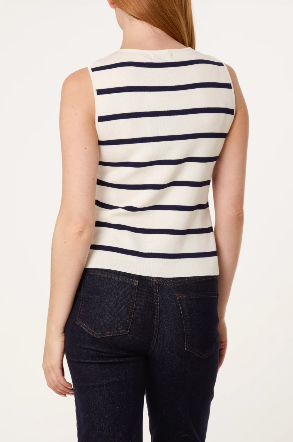 Gold Button Stripe Top