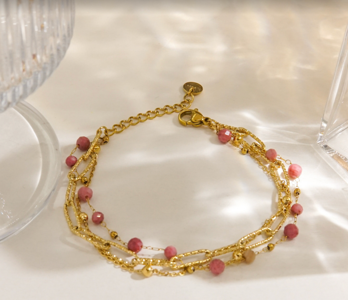 Triple Chain Stone Bracelet