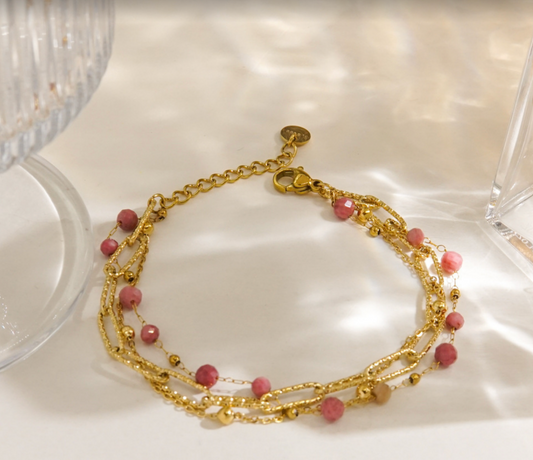 Triple Chain Stone Bracelet