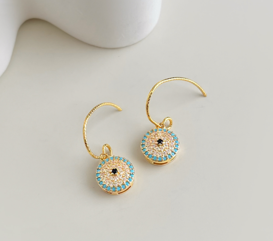 Evil Eye Disc Earring