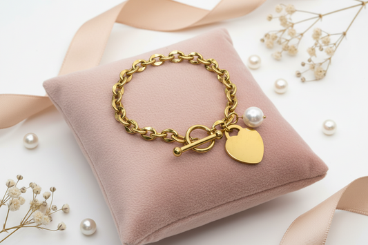 Heart Charm TBar Bracelet