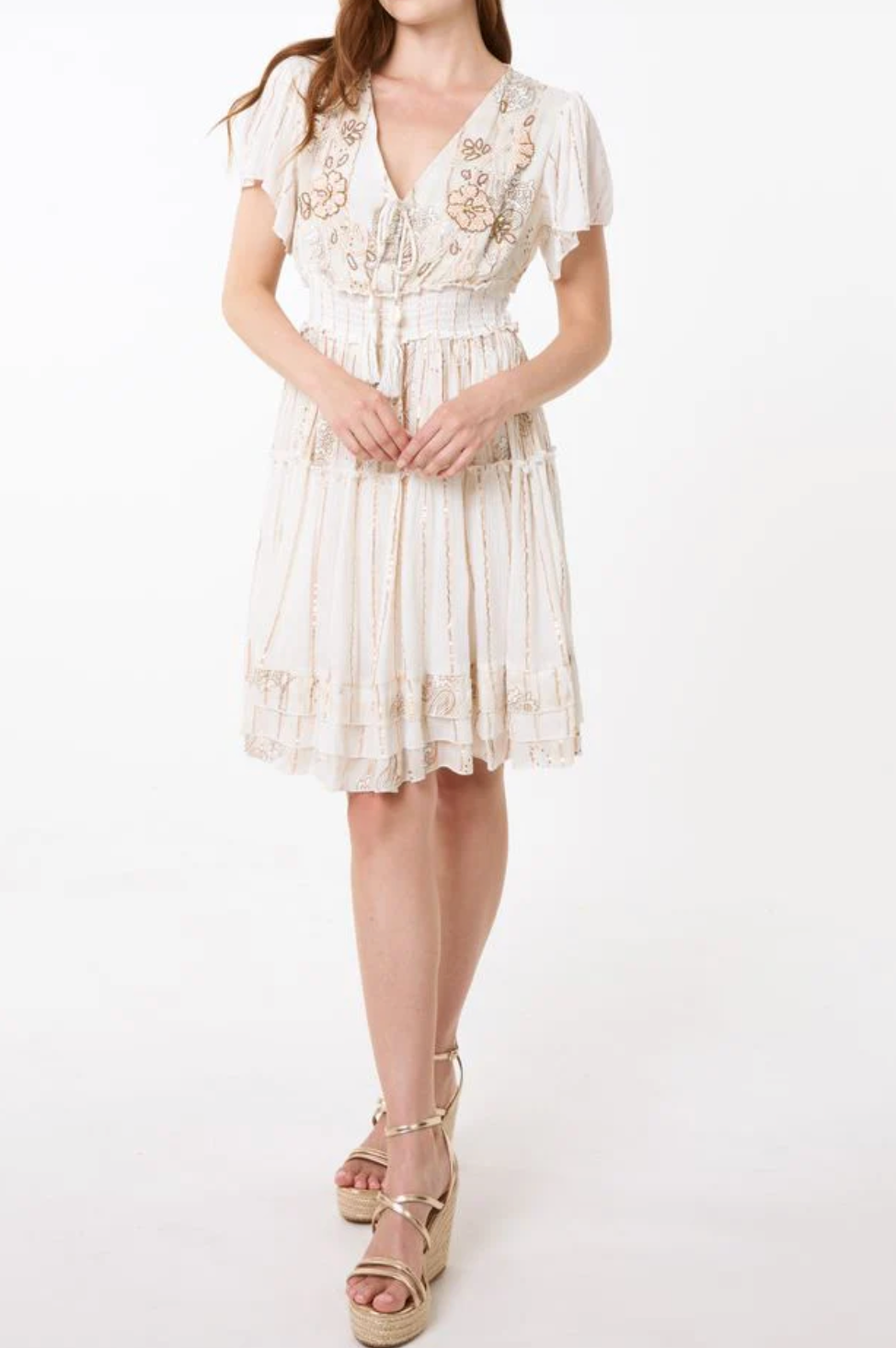 Embellished Gold Mini Dress