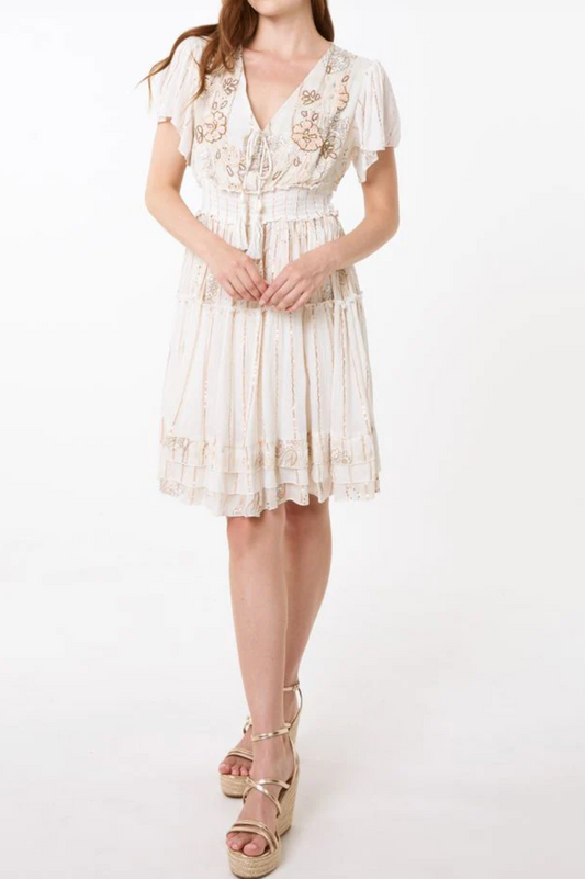 Embellished Gold Mini Dress
