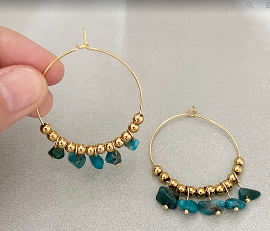 Green Stone Beaded Hoop