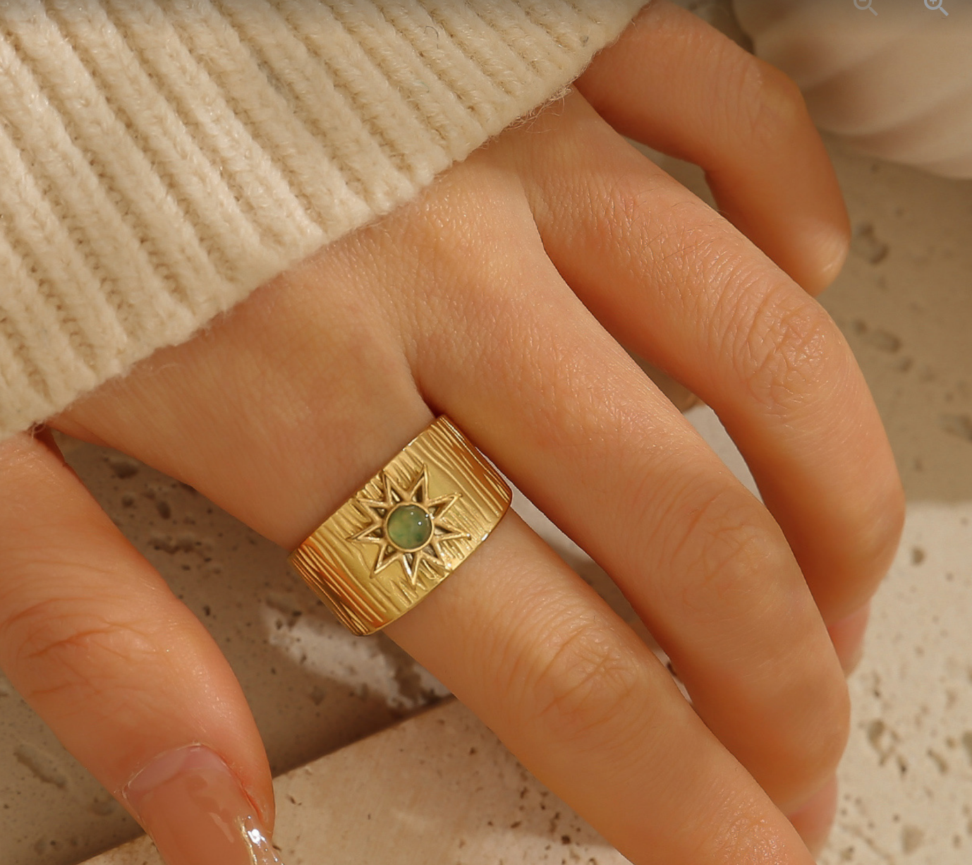 Natural Stone Sun Ring