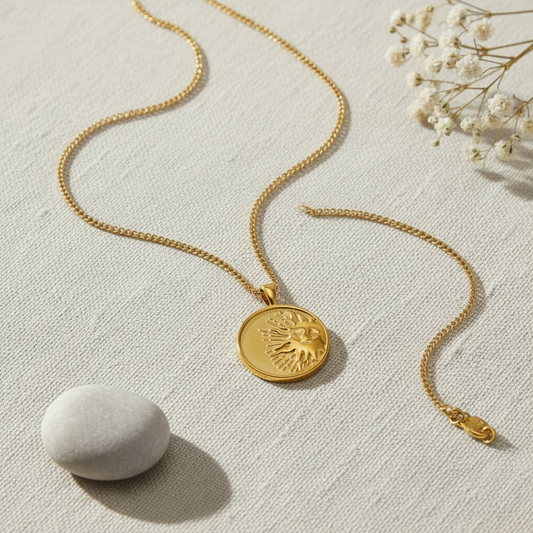 Sun & moon charm pendant necklace