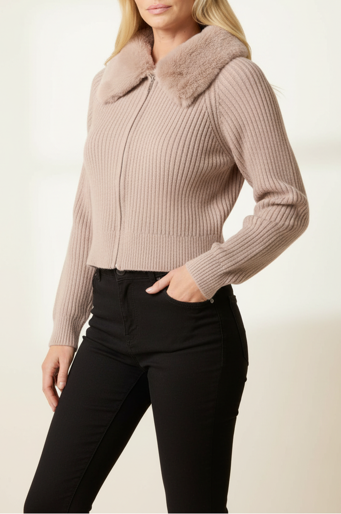 Fur Collar Zip Up
