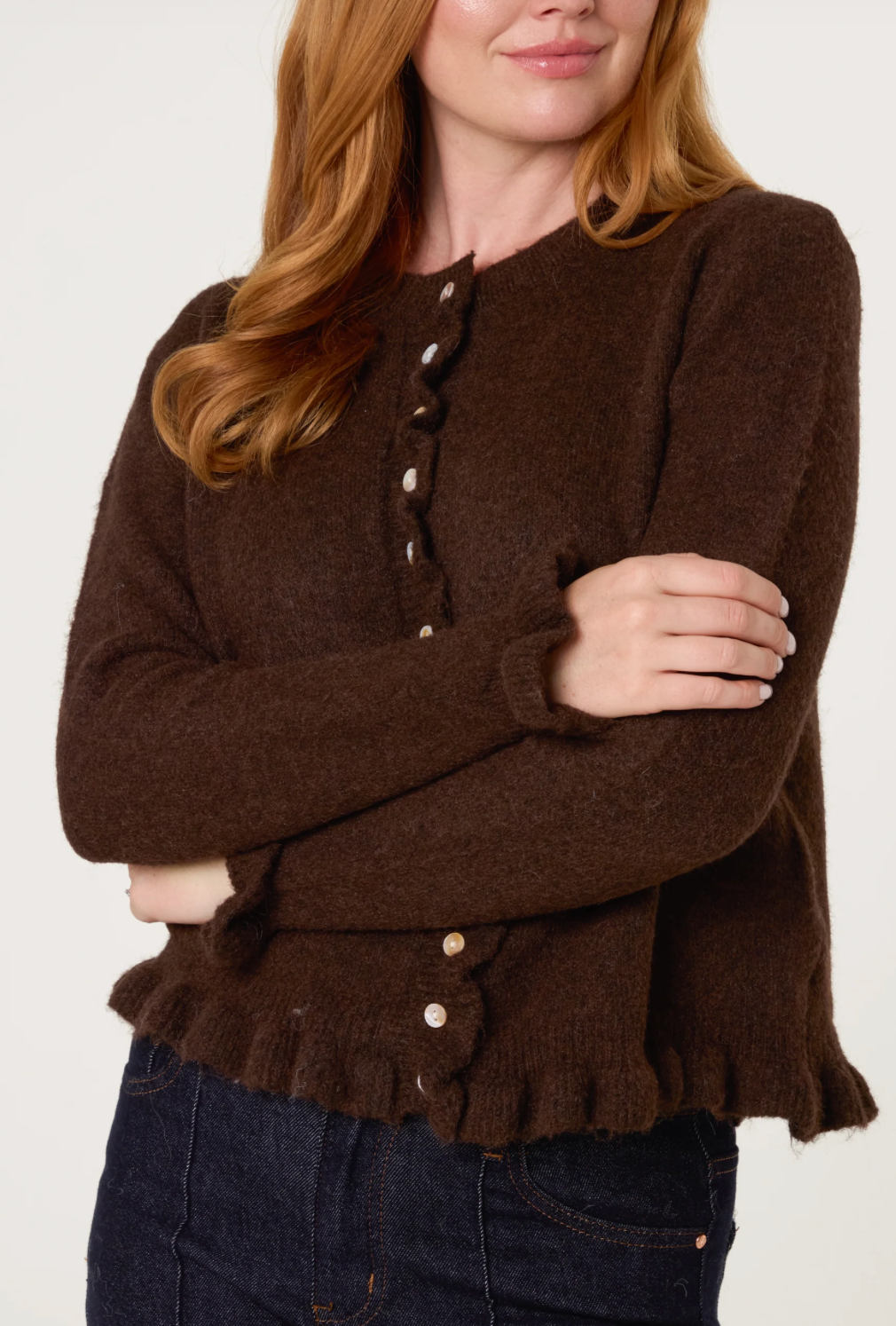 Ruffle Trim Button Cardi