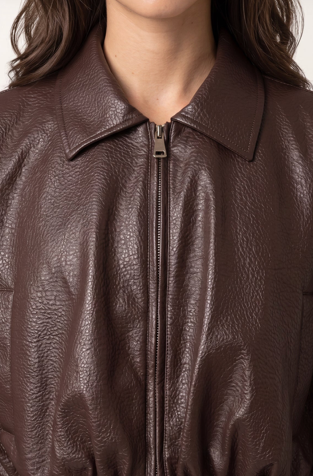 Pu Cropped Bomber Jacker