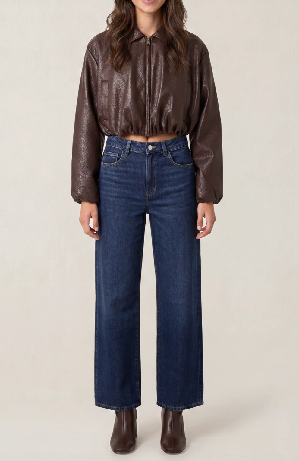 Pu Cropped Bomber Jacker