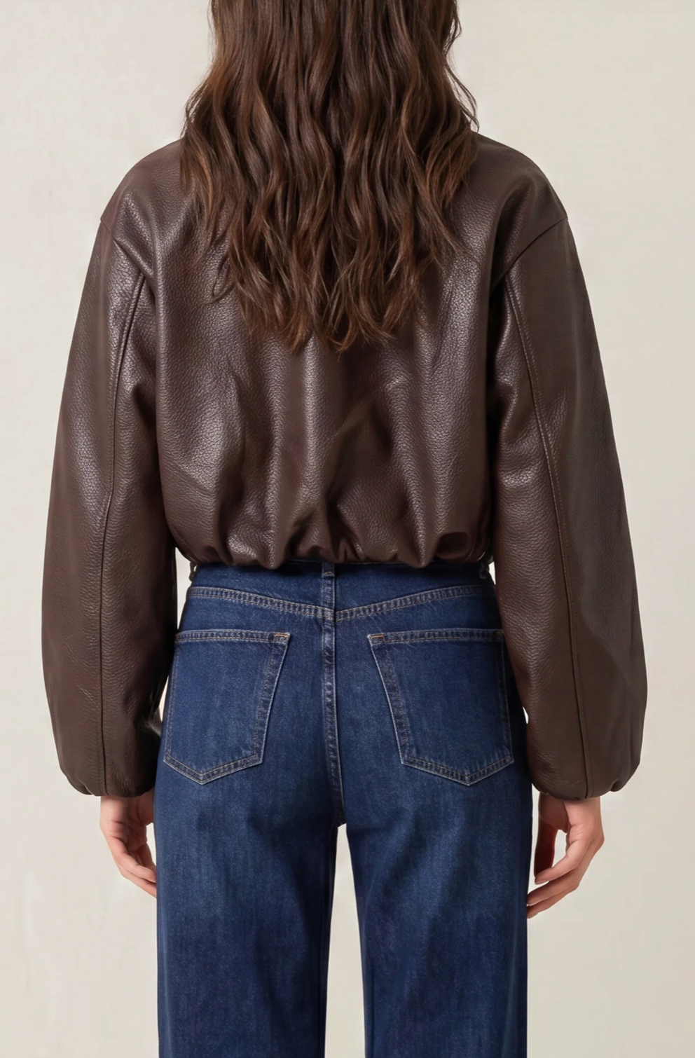 Pu Cropped Bomber Jacker