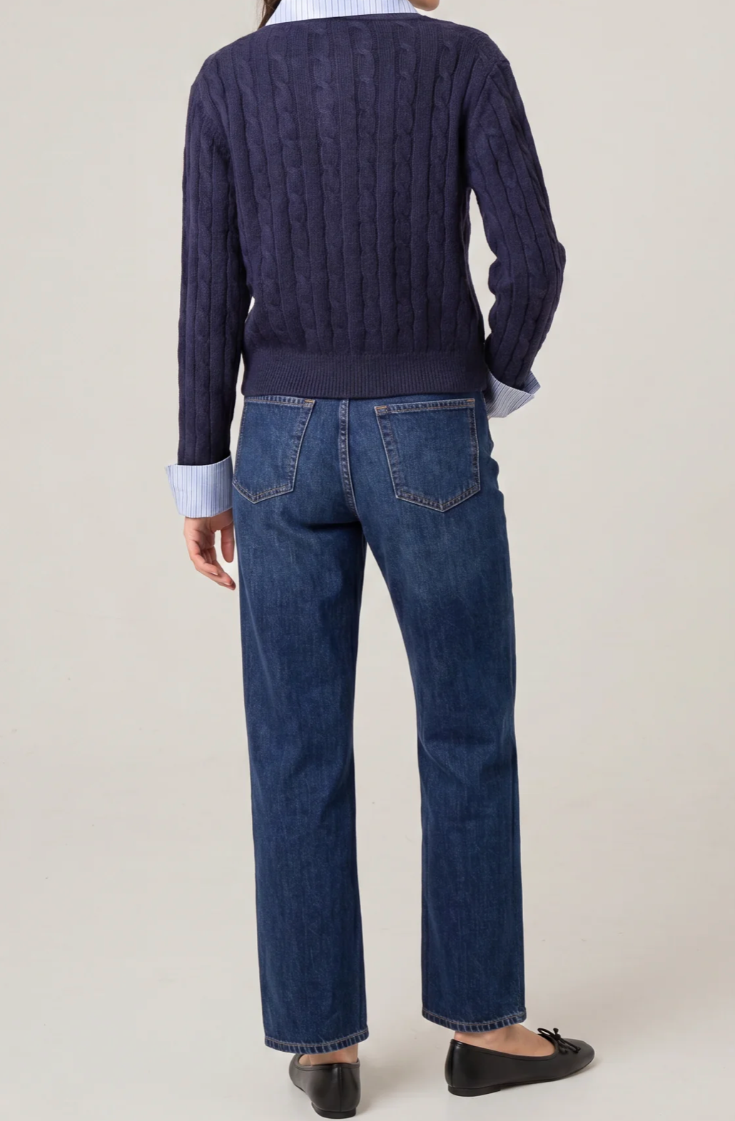Cable Knit Cardi With Shirt