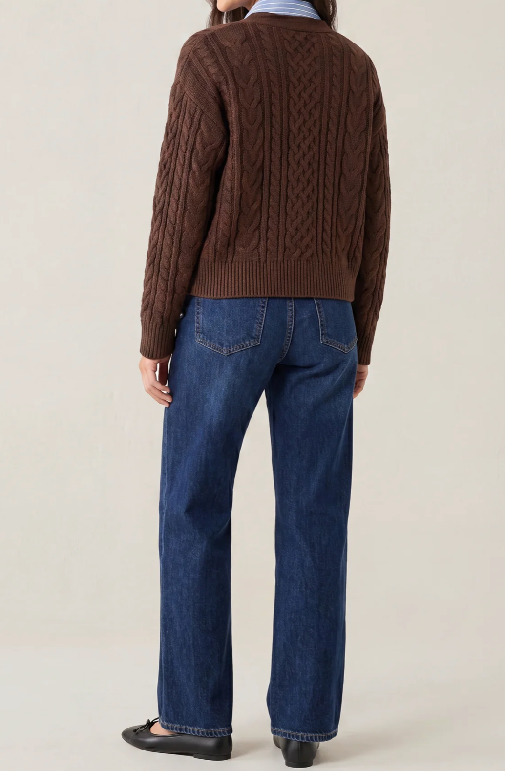 Cable Knit Cardi With Shirt