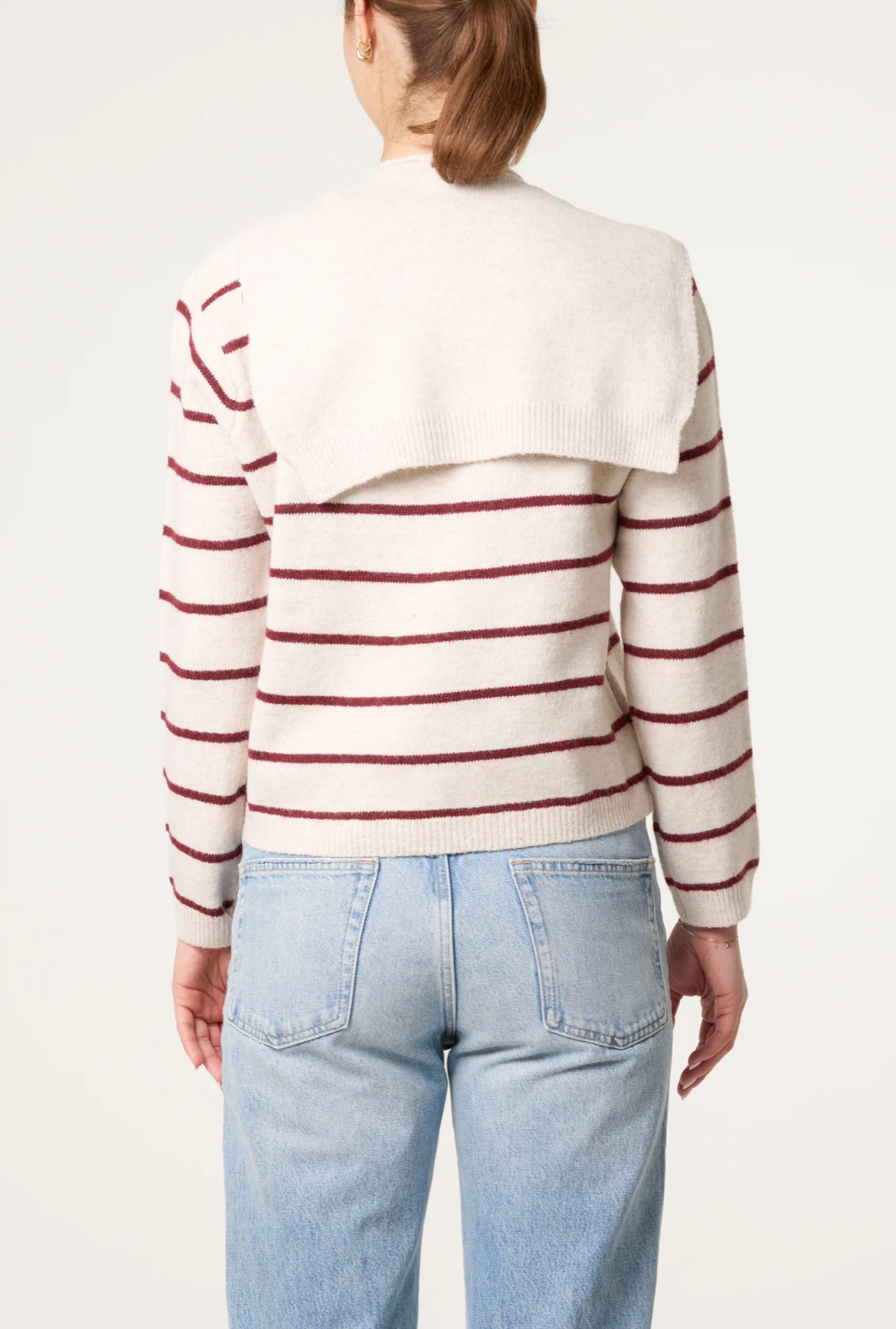 Stripe Detachable Scarf Jumper