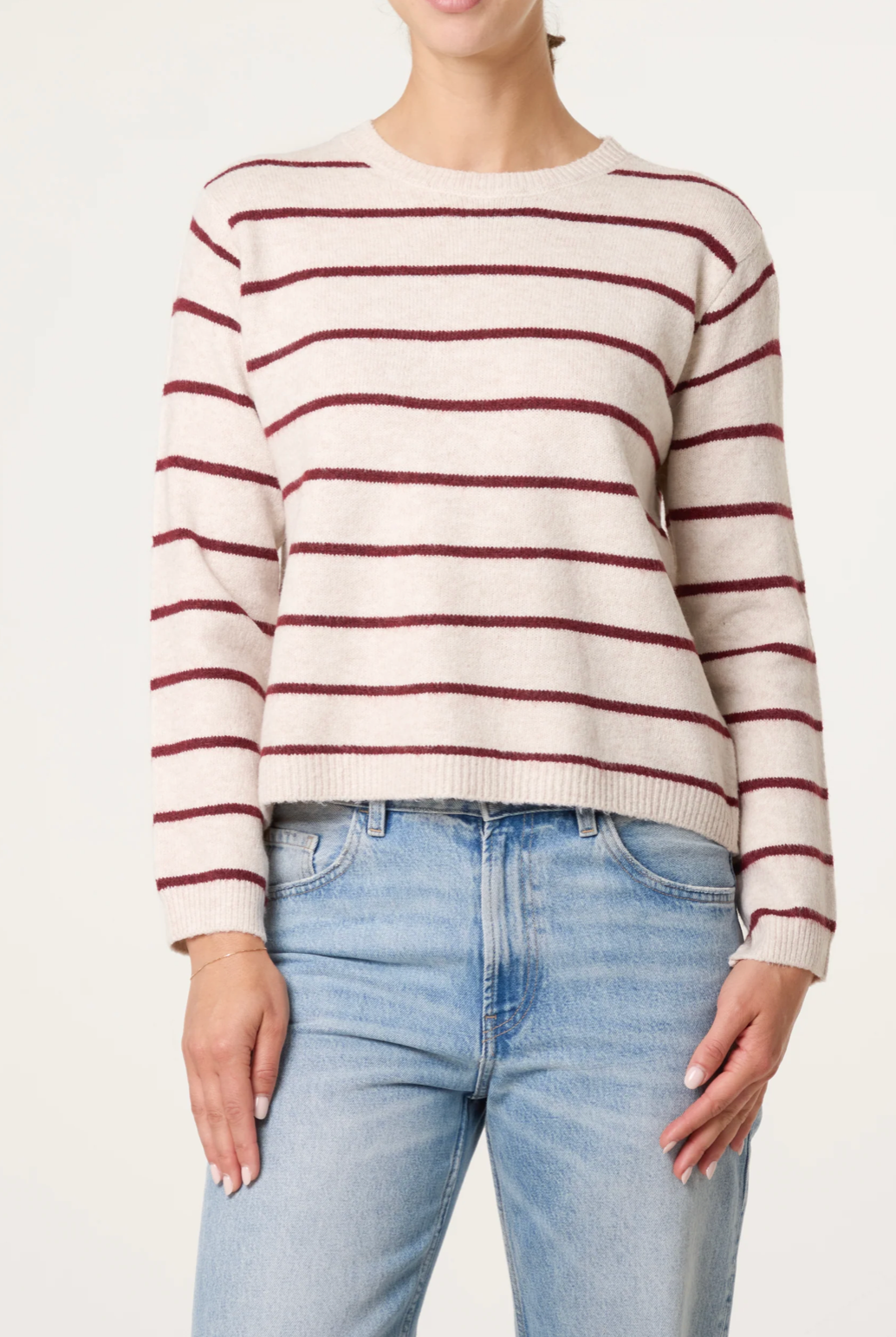 Stripe Detachable Scarf Jumper