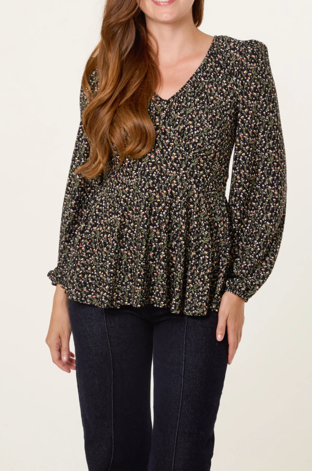 Ditsy Floral Peplum Top