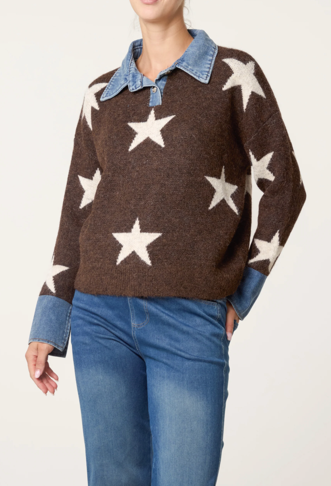 Star Knit Denim Jumper