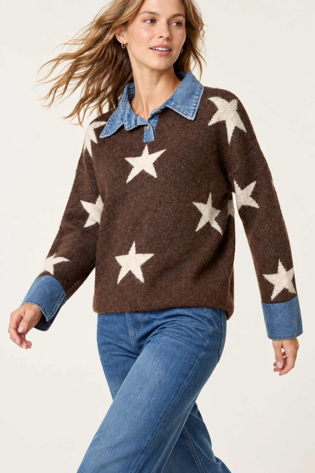 Star Knit Denim Jumper