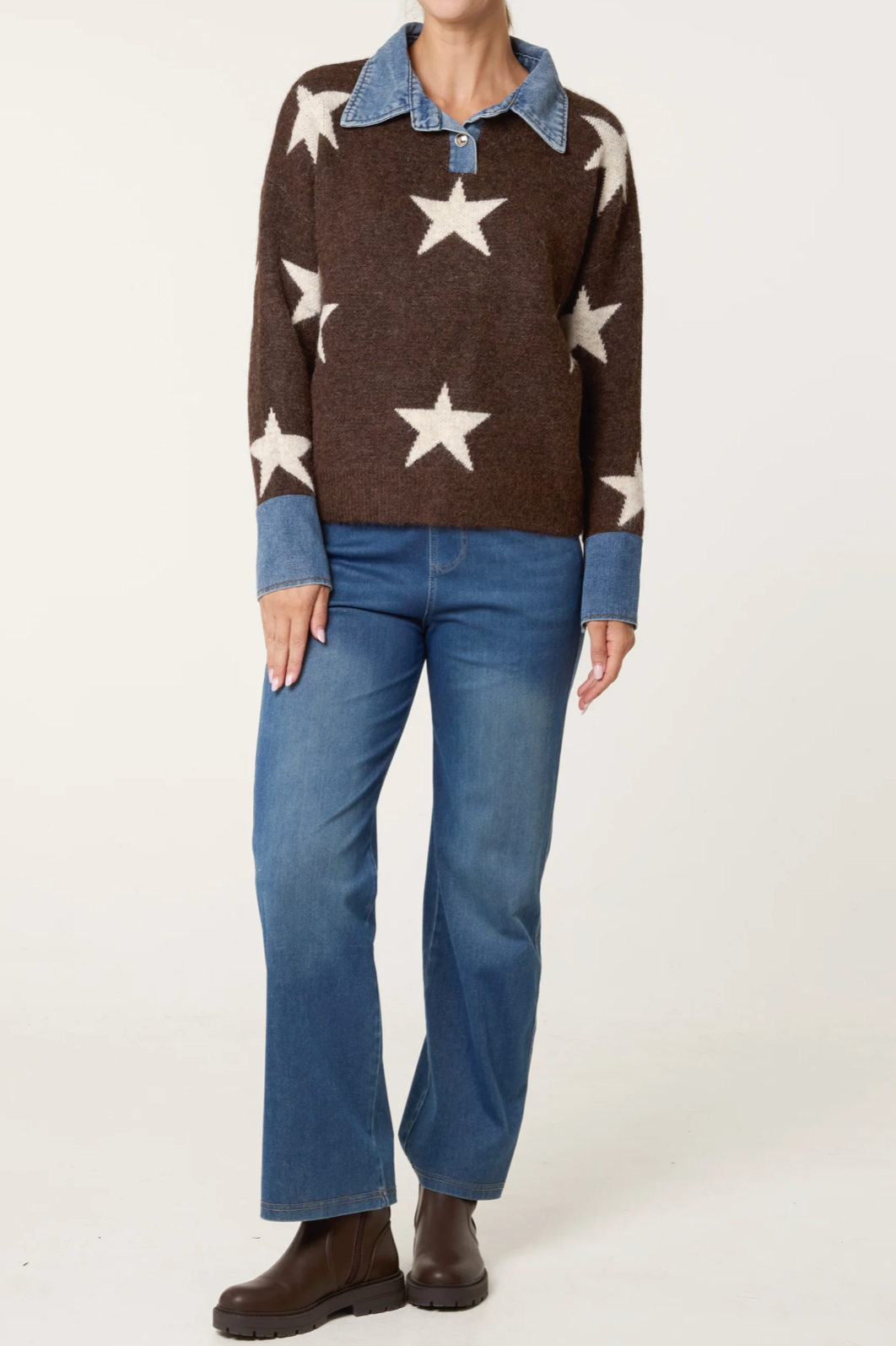 Star Knit Denim Jumper