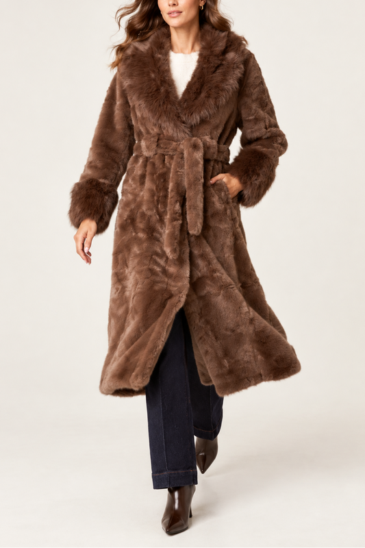 Faux Fur Belted Coat