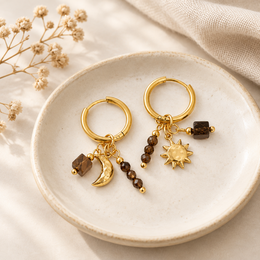 Sun & Moon Pendant Huggies