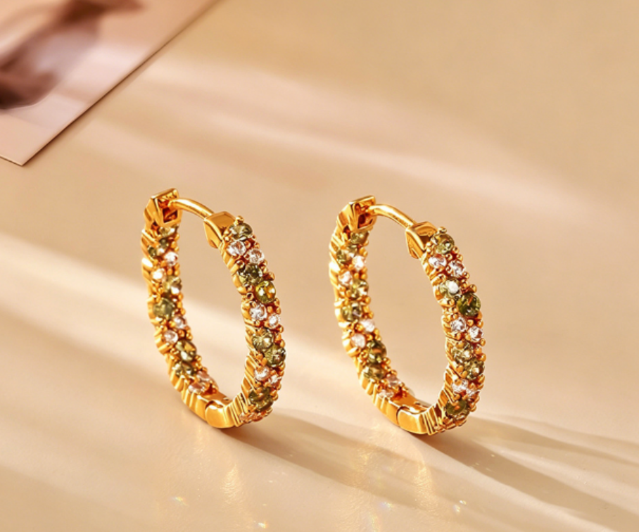 Lime Cz Hoops