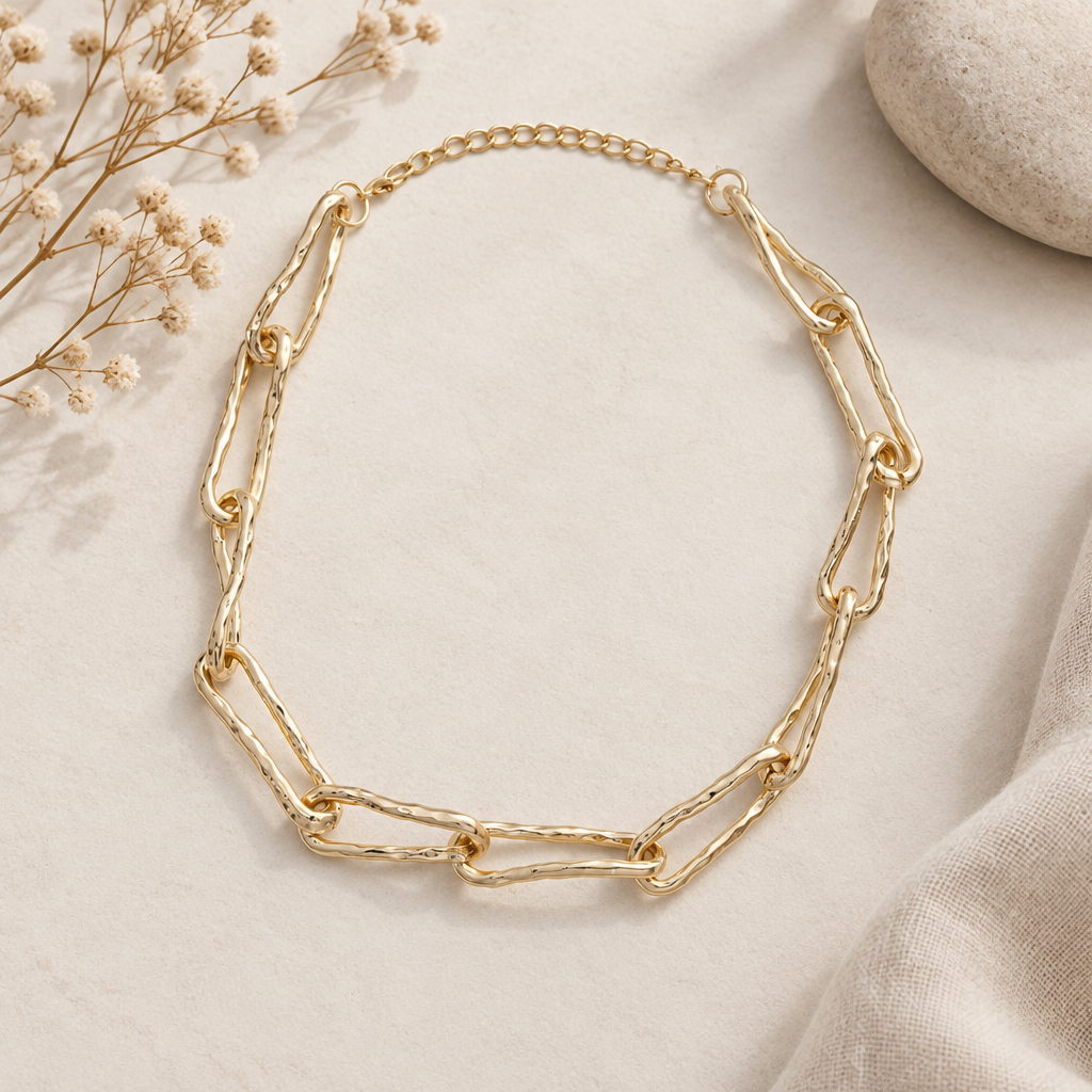 Hammered Paper Chain Necklace