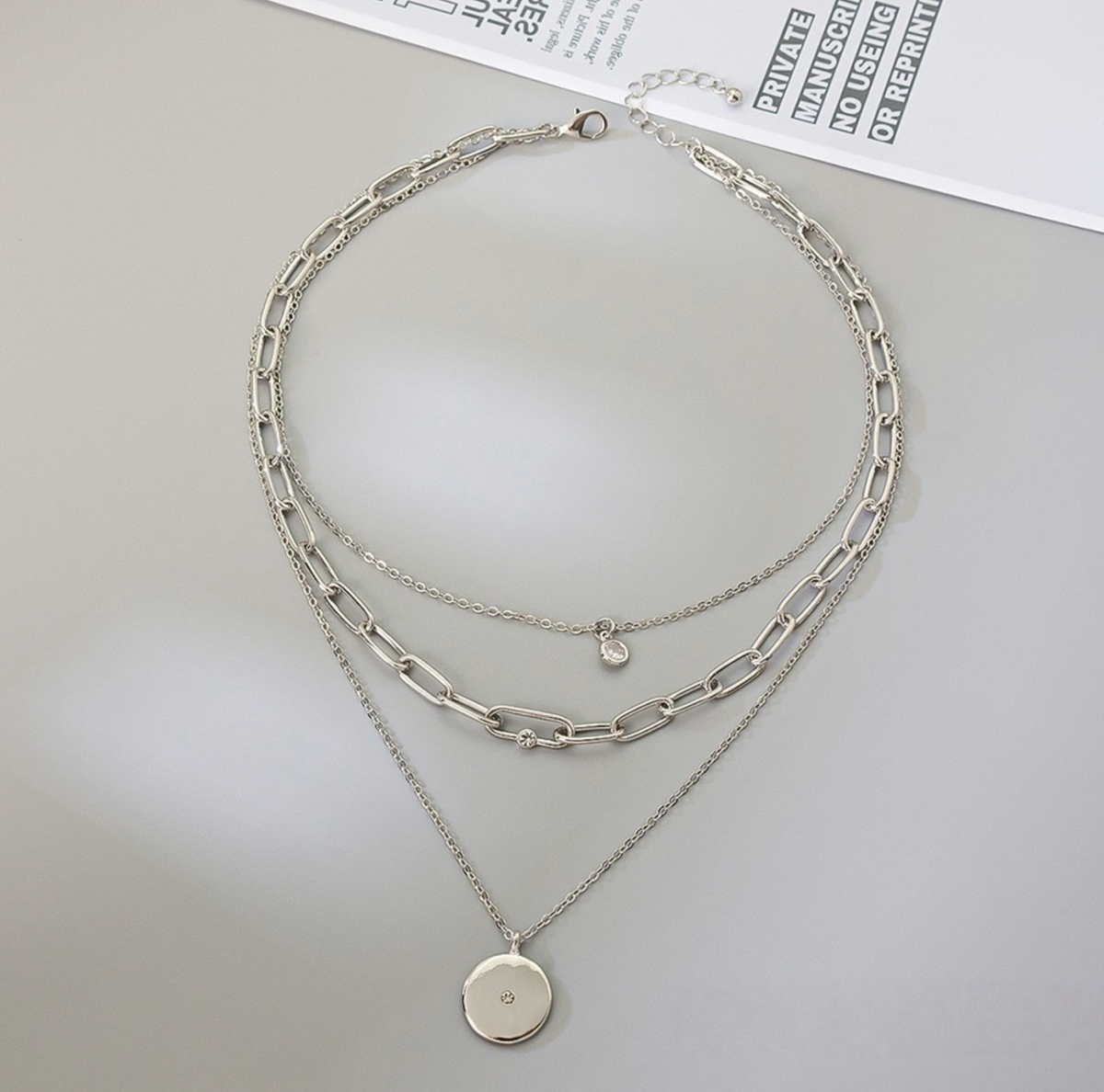 Triple Chain Disc Necklace