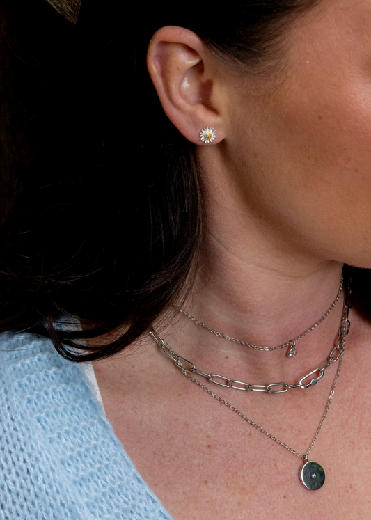 Triple Chain Disc Necklace