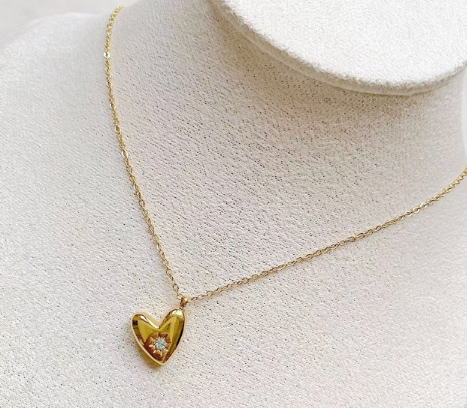 Cz Hanging Heart Necklace