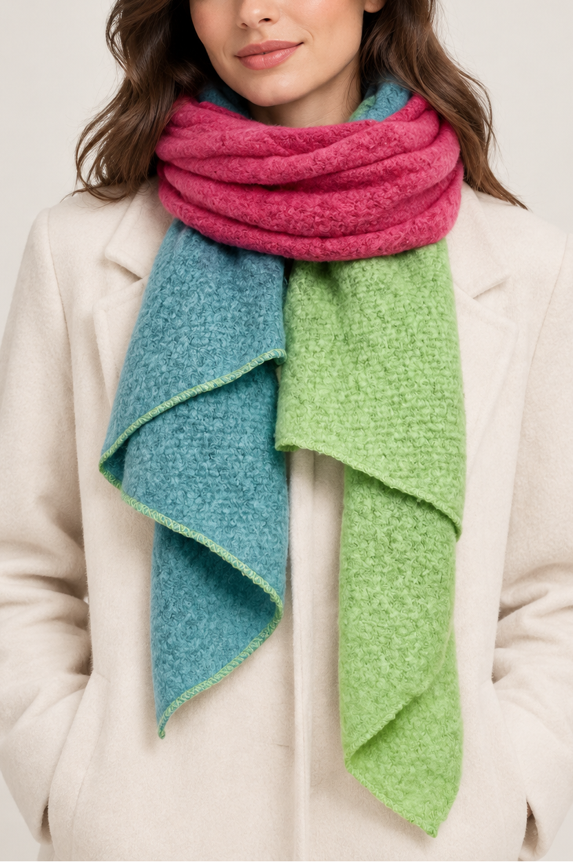 Stripe Diagonal Edge Wool Scarf