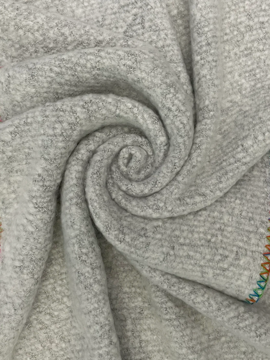 Plain Contrast Stitch Wool Edge Scarf