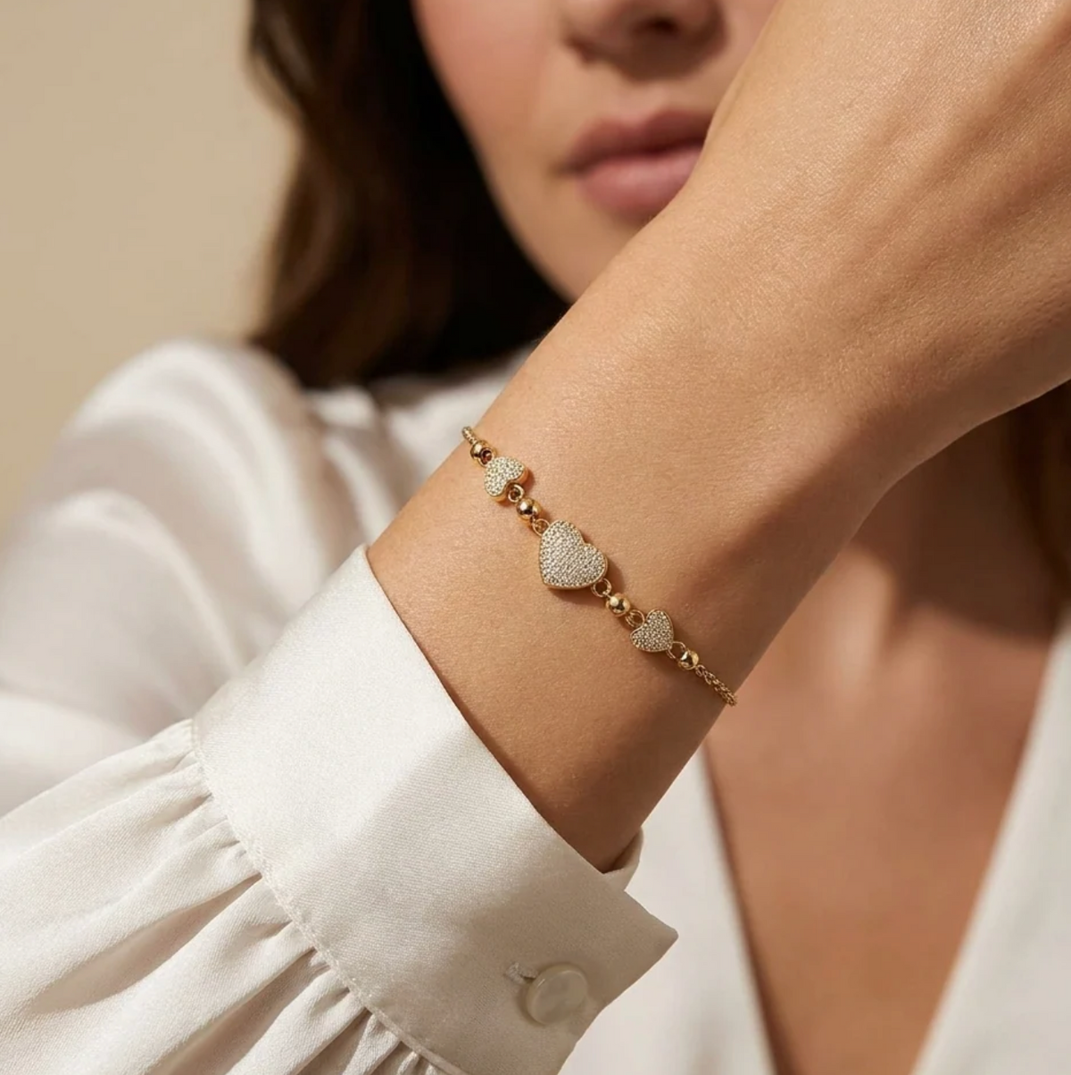 Heart Charm Slider Bracelet