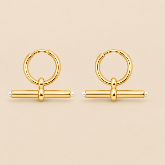 T bar Pearl End Earrings
