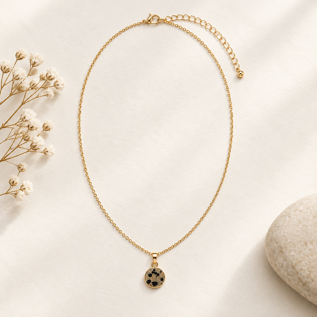 Round Semi-Precious Stone Pendant Necklace