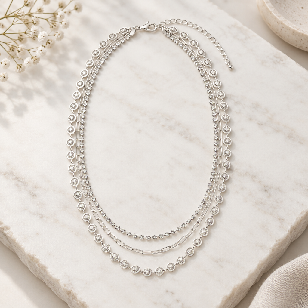 Triple Layer Inset Star Necklace
