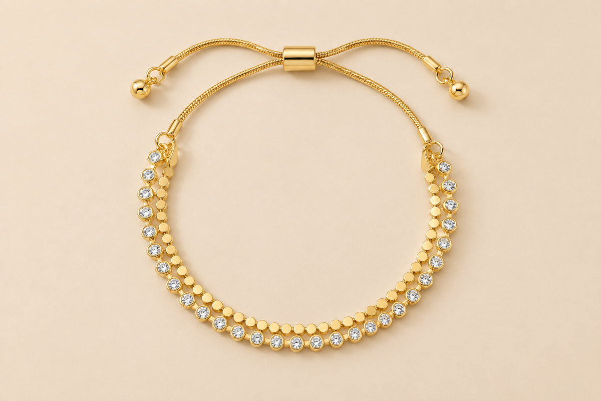 Layered Coloured Glass Stone Slider Bracelet