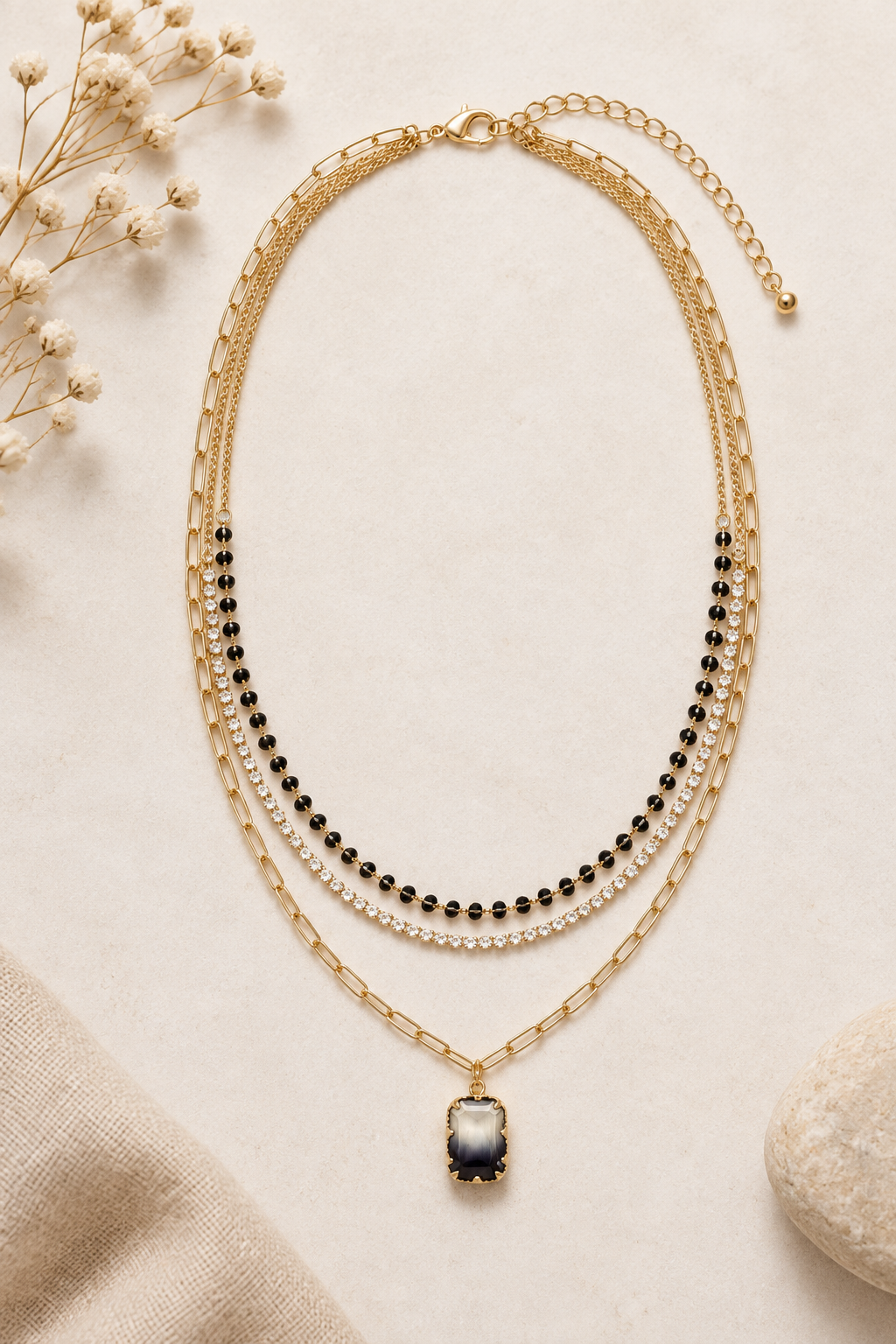Necklace with Two-Tone Glass Pendant